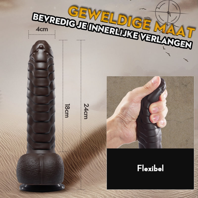 PANGOLIN 3 W 1 Bardziej Realistyczne Dildo 24CM-Brązowy